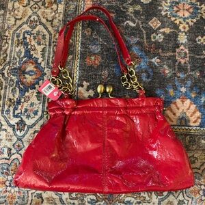 Chic Red Patent Leather Shoulder Bag